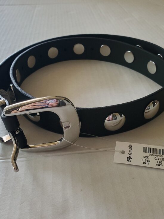 Madewell Black and Silver Studded Western Belt XXL NWT‎ main image 13